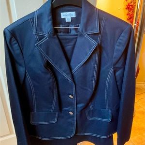 Navy w/white stitching blazer and skirt to match